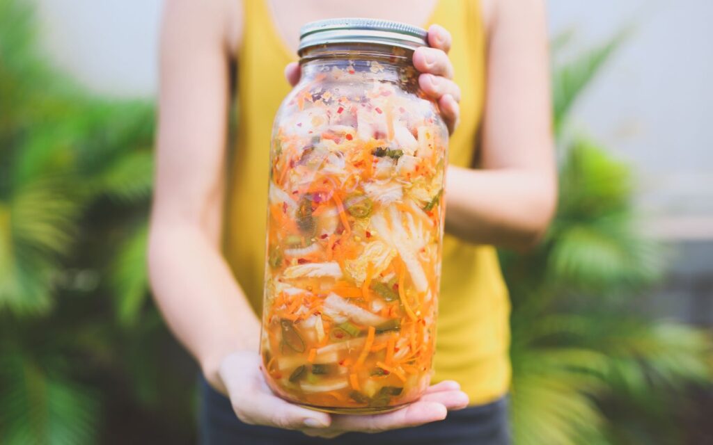 Kimchi i mason jar glass krukke