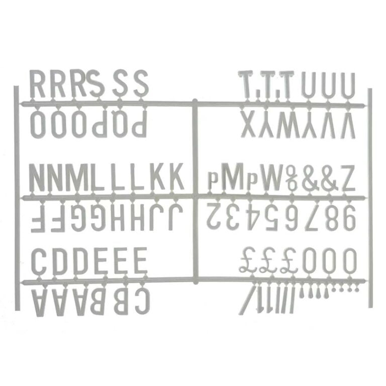 19 mm bokstaver sett hvit til peg board