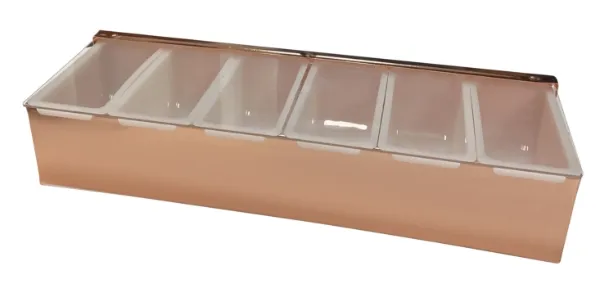 3888 6 Part SSt Condiment Holder Copper Plated